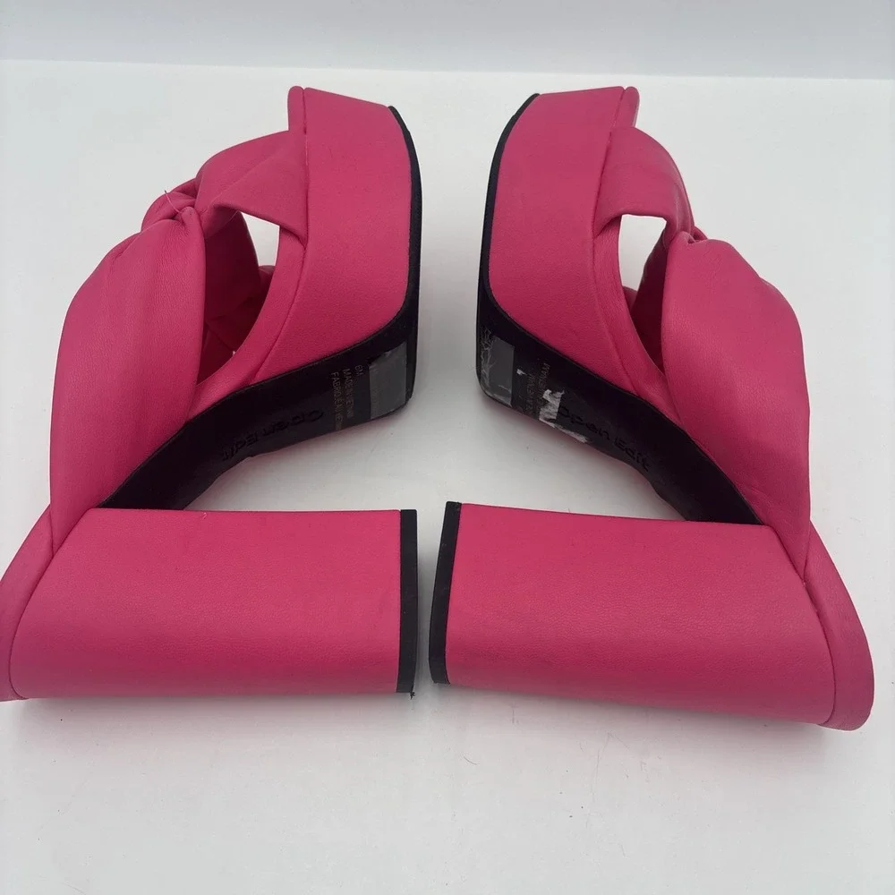 Open Edit Platform Sandals Size 6 Pink Square Open‎ Toe Knotted Heels